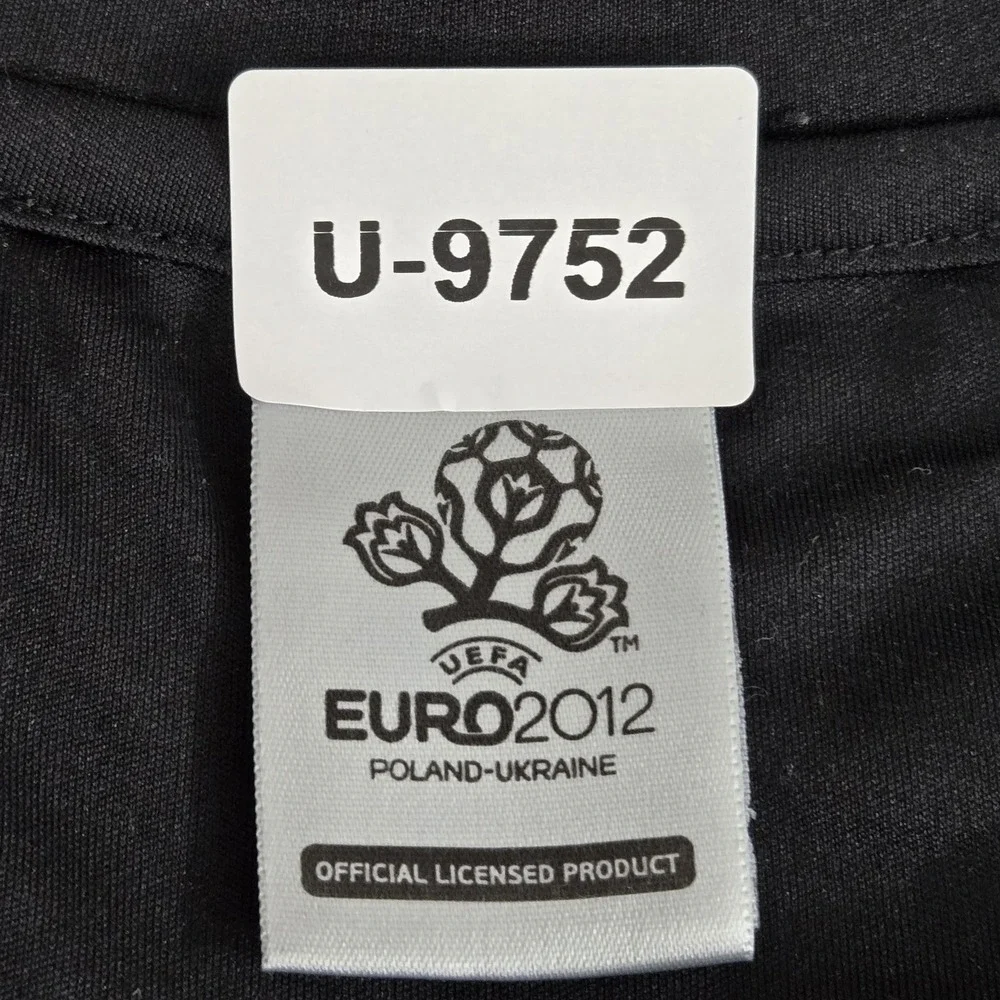 Adidas‎ Men Shirt L Black Center Logo Embroidery Graphic Print Euro 2012 Soccer